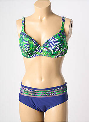 Costum de baie din două piese elasticitate top sutien modelat verde POWER FLOWER femme