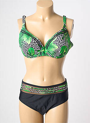 Costum de baie din două piese elasticitate top sutien modelat verde POWER FLOWER femme