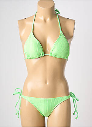 Costum de baie din două piese elasticitate top triunghiuri verde VIOLETTA femeie