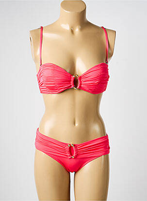 Costum de baie din două piese elasticitate top bentiță roz ESTHER QUEEN femeie