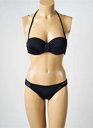 Costum de baie din două piese elasticitate top bentiță negru RAE femeie