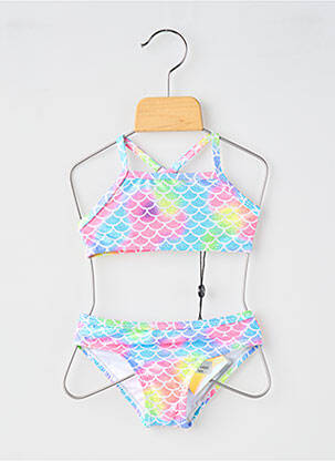 Costum de baie din două piese efect material satinat roz BIKKI BEACH fată