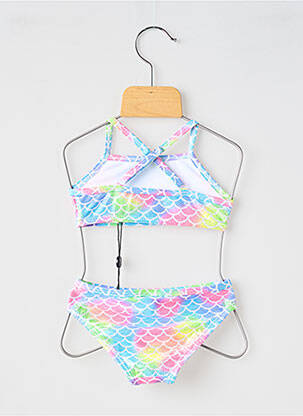 Costum de baie din două piese efect material satinat roz BIKKI BEACH fată