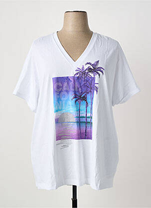 Tricou croială dreaptă mâneci scurte alb MAT FASHION femeie