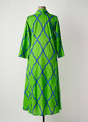 Rochie lungă imprimeu fantezie mâneci 3/4 verde HANDPRINT DREAM APPAREL femeie