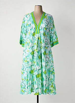 Rochie midi mâneci 3/4 mâneci 3/4 verde HANDPRINT DREAM APPAREL femeie