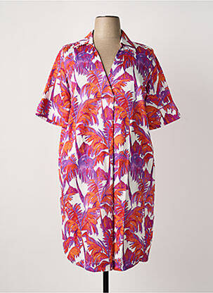 Rochie midi imprimeu fantezie mâneci scurte violet WHITE LABEL femeie