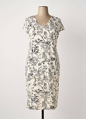 Rochie midi imprimeu floral mâneci scurte bej ALEXANDER & JACOB femeie