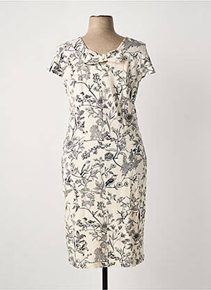 Rochie midi imprimeu floral mâneci scurte bej ALEXANDER & JACOB femeie