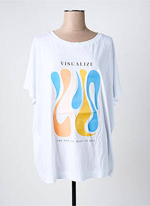 Tricou imprimeu fantezie mâneci scurte alb MAT. femeie
