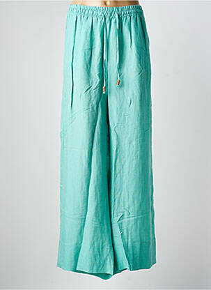 Pantalon larg țesătură crep mărime normală verde MAT. femeie