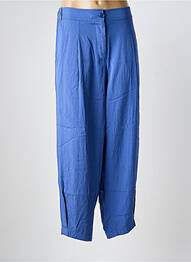Pantalon drept țesătură poplin talie înaltă albastru MAT. femme