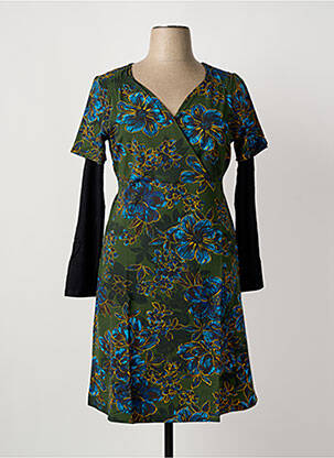Rochie midi imprimeu floral mâneci lungi verde SHEEGO femeie