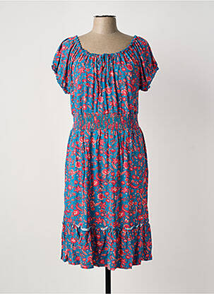 Rochie midi imprimeu floral mâneci scurte albastru SHEEGO femeie