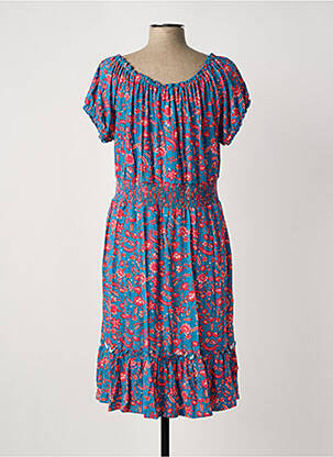 Rochie midi imprimeu floral mâneci scurte albastru SHEEGO femeie
