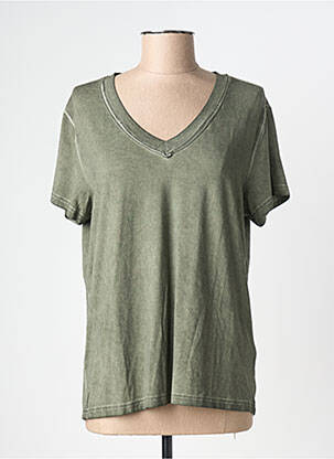 Tricou guler în v mâneci scurte verde NÜ femeie