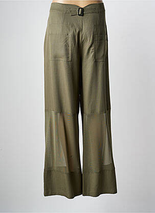 Pantalon larg țesătură poplin talie înaltă verde NÜ femeie