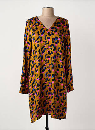 Rochie midi imprimeu fantezie mâneci lungi galben LOLA ESPELETA femme