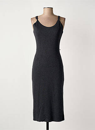 Rochie midi guler rotund bretele subțiri gri MORGAN femme