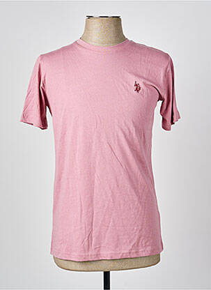 Tricou broderie mâneci scurte roz U.S. POLO ASSN bărbat