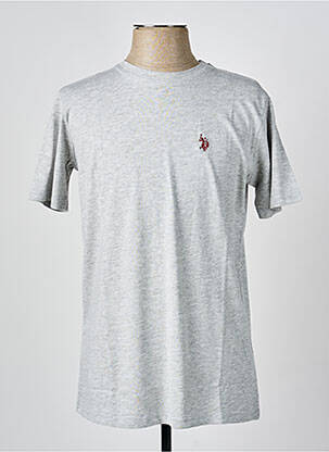 Tricou broderie mâneci scurte gri deschis U.S. POLO ASSN bărbat