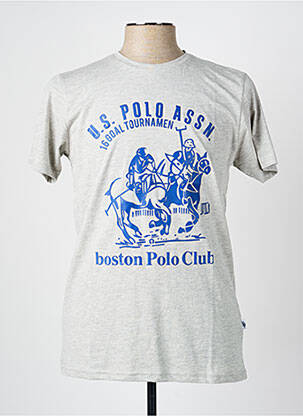 Tricou țesătură melanj mâneci scurte gri U.S. POLO ASSN bărbat