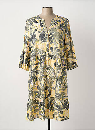 Rochie midi imprimeu floral mâneci 3/4 galben OLSEN femeie