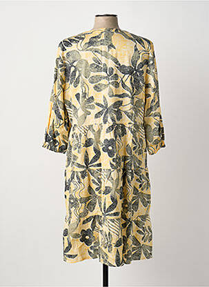 Rochie midi imprimeu floral mâneci 3/4 galben OLSEN femeie