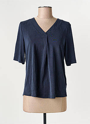 Tricou guler în v mâneci scurte albastru SIGNATURE femeie