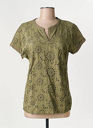 Tricou croială cambrată mâneci scurte verde OLSEN femeie