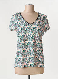 Tricou guler în v mâneci scurte verde C'EST BEAU LA VIE femme