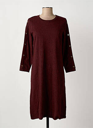 Rochie pulover guler rotund mâneci lungi maro SIGNATURE femeie