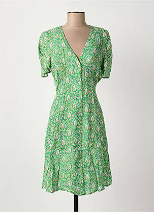 Rochie midi mâneci scurte mâneci scurte verde C'EST BEAU LA VIE femeie