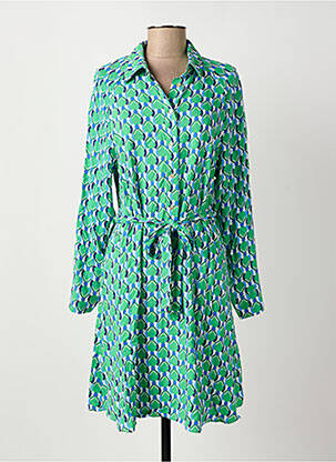 Rochie midi imprimeu fantezie mâneci lungi verde C'EST BEAU LA VIE femeie