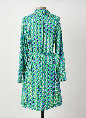 Rochie midi imprimeu fantezie mâneci lungi verde C'EST BEAU LA VIE femeie