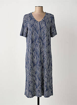 Rochie midi imprimeu fantezie mâneci scurte albastru SIGNATURE femeie