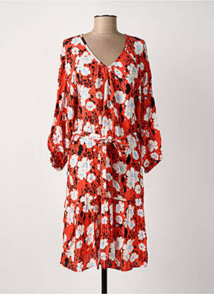 Rochie midi imprimeu floral mâneci 3/4 portocaliu GARCIA femeie