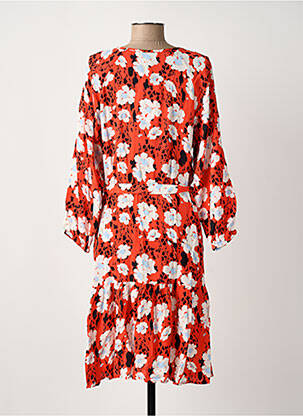 Rochie midi imprimeu floral mâneci 3/4 portocaliu GARCIA femeie
