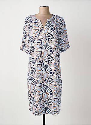 Rochie midi imprimeu floral mâneci scurte albastru OLSEN femeie