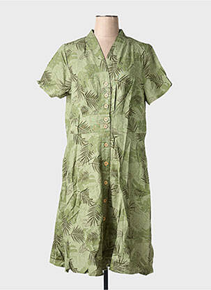 Rochie midi țesătură crep mâneci scurte verde SHEEGO femeie