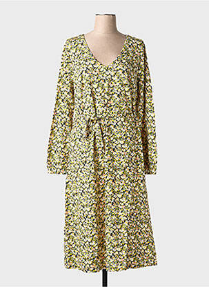 Rochie midi imprimeu floral mâneci lungi verde SHEEGO femeie