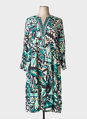 Rochie midi imprimeu fantezie mâneci lungi verde VIA APPIA DUE femeie