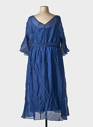 Rochie lungă țesătură crep mâneci 3/4 albastru SHEEGO femeie