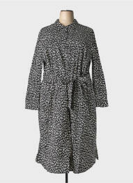 Rochie midi imprimeu fantezie mâneci lungi negru SHEEGO femeie