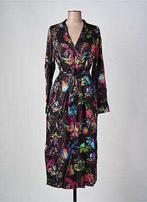 Rochie midi imprimeu floral mâneci lungi negru COSTER COPENHAGEN femeie