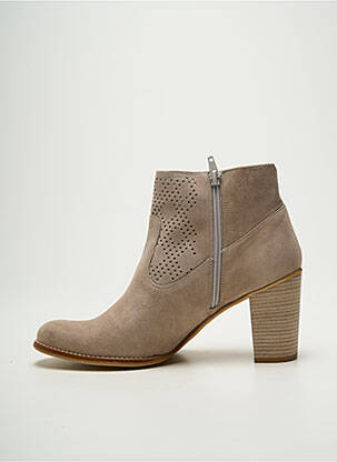 Botine/ghete nubuc toc de 7 la 9 cm bej DORKING femeie