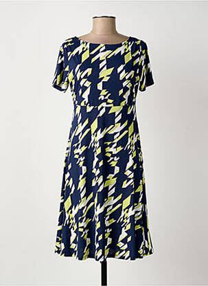 Rochie midi țesătură crep mâneci scurte albastru MARBLE femme