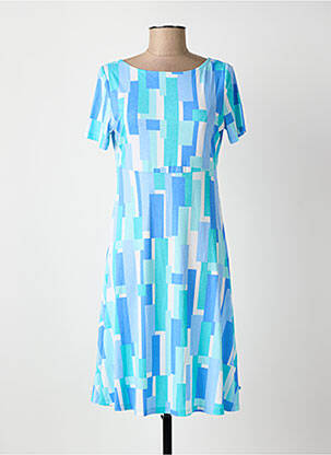 Rochie midi țesătură crep mâneci scurte albastru MARBLE femme