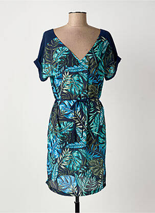 Rochie midi imprimeu floral mâneci scurte albastru CHRISMAS'S femeie