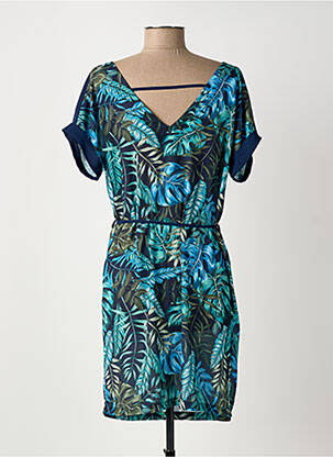 Rochie midi imprimeu floral mâneci scurte albastru CHRISMAS'S femeie